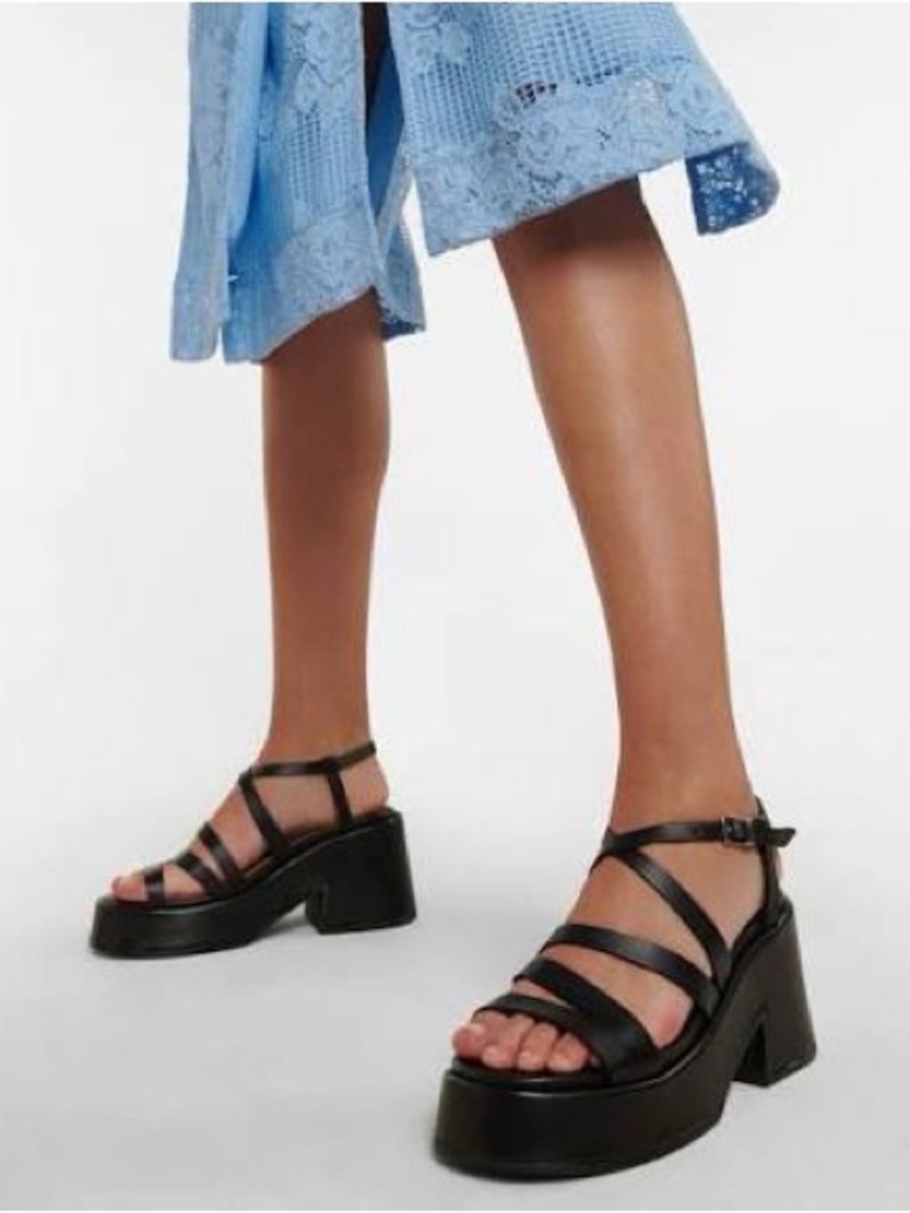 Ganni Black Multi-Strap Leather Sandals 38